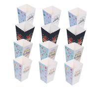 ORFOFE 12 Pièces Boîtes Pop Corn Papier Ouvertes pour Fête Scolaire Décorations Colorées Contenants Spacieux pour Friandises Accessoires Sûrs pour Garçon Fille pour Classe et Événements