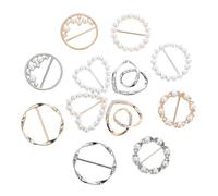 ORFOFE 12 pièces Broche Écharpe Femme Clip Alliage avec Perles Imitation Cristal Fixation Noeud Accessoire Élégant pour Tenue Formelle et Décontractée