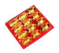 ORFOFE 12 Pièces Décoration Plastique Ornement Délicat Simulacre Yuanbao pour Bureau Surface Lisse et Compacte Décor Festive Simple et Pratique