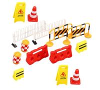 ORFOFE 14 Panneaux de Signalisation Routière Miniatures pour Garçon et Filles Jeu Éducatif de Barrages Routiers Cônes et Barrières de Circulation de Signalisation pour Apprentissage du