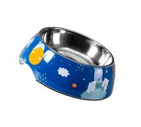 ORFOFE 1pièces Bol pour Chiot Acier Grand Volume Anti-Bascule Bol De Nourriture pour Animaux Accessoire pour Chiens Bleu Étoilé