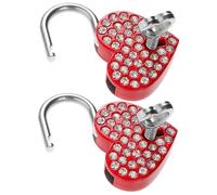 ORFOFE 2 ensembles Cadenas Bagages Forme Cœur Résistant Rouille Petit Cadenas Portable Décoratif pour Casier Valise et Cadeau Couple Lot