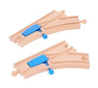 ORFOFE 2 pièces Accessoires de Voie Bois pour Train Garçon Fille Double et Simple Aiguillage Courbé Compatible avec Grandes Marques Éducatif pour Construction de Circuit et Jeu Créatif