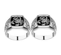 ORFOFE 2 pièces Bague Scorpion Homme Inoxydable Élégante Gravure Vintage pour Anniversaire Couple Symbole Connexion