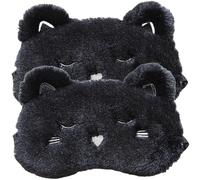 ORFOFE 2 Pièces bandeau cache-oeil de sommeil masque de sommeil garçons couvre-yeux bandés deep sleep mask patch yeux masque de sommeil pour femme Masque pour les yeux habit en soie Black