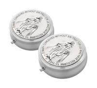 ORFOFE 2 pièces Boîte de Rangement pour Chapelet Catholique Compacte Alliage de Zinc Coffret Mini Bijoux Religieux Portable pour Communion et Confirmation Blanc Marial