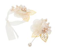 ORFOFE 2 Pièces Bracelet Corsage de Mariage Rose Réaliste pour Mariée et Marié Accessoire et Élégant pour Cérémonies et Banquets