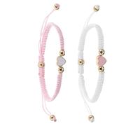 ORFOFE 2 pièces Bracelets Cœur Tressés Ajustables pour Couples Lot Corde Colorée Fait Main Accessoires Romantiques pour Petite Amie et Partenaire et Confortable