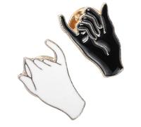 ORFOFE 2 pièces Broche Couple Promise Épingle Revers Main Liée pour Femmes Accessoire Mode Sac Chapeau Pull Lot de Noir Blanc