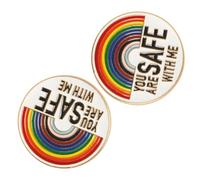 ORFOFE 2 pièces Broche Émail Arc-ciel You Are Safe With Me Épingles Fierté Métal Incolore Broches Décoratives Compactes pour Femme Badge et Portable