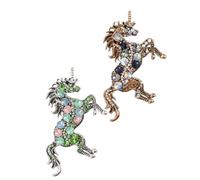 ORFOFE 2 pièces Broche Licorne Vintage Alliage avec Cristaux Épingle de Personnalité pour Femmes Accessoire Élégant pour Vêtements Sacs et Écharpes