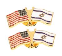 ORFOFE 2 pièces Broche Métal Double Drapeau Israël Épingle Décorative pour Chemise et Sac Accessoire Chic et Facile à Porter Lot