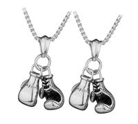 ORFOFE 2 pièces Collier de Boxe Homme Femme Argenté Set Pendentif Métal Punk Mode Bijoux Cadeau
