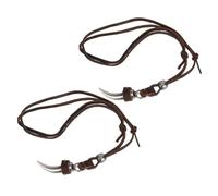 ORFOFE 2 pièces Collier Viking Homme avec Pendentif Dent de Loup Tribal Réglable Cuir pour de Légendes Scandinaves