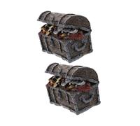 ORFOFE 2 Pièces Décor Coffre Au Trésor Compact pour Aquarium Petit Espace Ornement Résine Réservoir Cachette Poisson Crevette Décoration Vintage