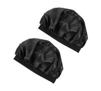 ORFOFE 2 pièces Élastique Large Bande Bonnet Cheveux Femme Confortable sans Serrage Protection Coiffure pour Sommeil et Chimio Noir