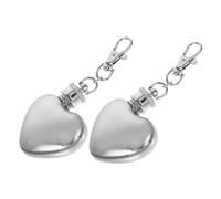 ORFOFE 2 pièces Flasque Mini Cœur INOX pour Hommes et Femmes Étanche Porte Clés Élégant pour Plein Air Camping et Usage Quotidien