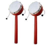 ORFOFE 2 pièces Hochet Tambour Bois et Peau de Mouton Blanche Musical Garçon Fille Clochette Manuelle pour Développement Sensoriel et Motricité Fine des Garçon Fille