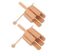 ORFOFE 2 Pièces Instruments de Percussion Bois Montessori avec Maillet Tons pour Garçon Fille Jouets Musicaux Éducatifs Orff pour Développement Rythme et Coordination