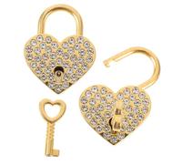 ORFOFE 2 Pièces Lot de Cadenas Forme Cœur Métal Doré avec et Clés Cadenas pour Bagages Coffres Journaux Intimes Serrure de Sécurité et pour Couple