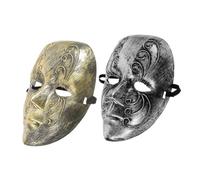 ORFOFE 2 Pièces Masque Complet Vintage pour Costumes Masque Vénitien Rétro Confortable pour Bal Masqué Halloween et Fêtes Argent et Or pour Hommes et Femmes