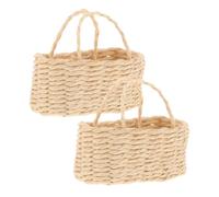 ORFOFE 2 Pièces Mini Panier Tissé Miniature avec Anse Panier Décoratif Herbe pour Maison de Poupée Corbeille de Rangement Compacte pour Petits Objets pour Décoration et Loisirs Créatifs