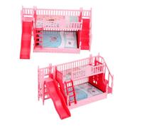 ORFOFE 2 Pièces Miniature Dollhouse Bunk Bed for Dolls Lightweight Double Deck Furniture with Stairs and Slide Pretend Play Bedroom Accessories for Nursery and Role-Playing