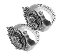 ORFOFE 2 pièces Montre Bague Électronique Rétro avec Couvercle à Flip Montre Doigt Élasticité Punk pour Homme et Femme Noir