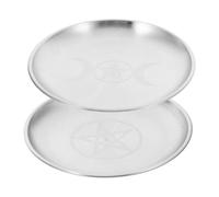 ORFOFE 2 Pièces Plateau Rituel Pentagramme Fer Brillant Plateau Décoratif pour Purification et Parfum pour Maison et Bureau