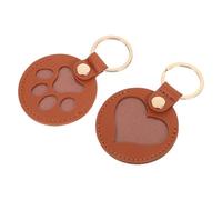 ORFOFE 2 Pièces Porte-clés Souvenir Poils Animaux Cuir PU Résistant Patte Chat Cœur Porte-clés Commémoratif pour Poils de Chien et Chat Accessoire Pratique et Cadeau Sentimental