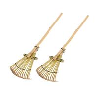 ORFOFE 2 Pièces Râteau Bambou Petit Râteau Japonais Traditionnel pour Jardinage Nivellement de Sable et Aménagement Paysager Outil Manuel Polyvalent pour Bac à Sable Bonsai et Terrasse