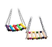 ORFOFE 2 pièces Support à Oiseaux avec Balançoire Suspendue Colorée et Naturelle pour Perroquets Perruches et Petits Oiseaux Station Dexercice Jeu pour Cage