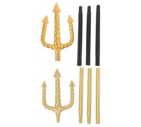 ORFOFE 2 pièces Trident de Cosplay Vintage Doré Accessoire Léger pour Costume Diable Fourche Antique Polyvalente pour Fête Halloween et Spectacles