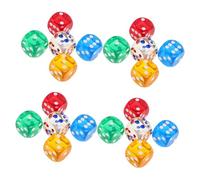 ORFOFE 20 Pièces Dice de Jeu Acrylique Translucides Coins Arrondis Dés Multicolores pour Enseignement Mathématique Classe Jeux de Société et Fêtes