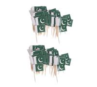 ORFOFE 200 Pièces Cure-Dents Drapeaux du Pakistan Verts Robustes pour Décoration de Fête, Apéritifs et Cocktails