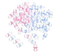 ORFOFE 200 pièces Mini Pacifier Charms Acrylique Transparentes Suspension Décorations Légères et Durables pour Confettis de Table Création de Bijoux et Fêtes Gender Reveal Rose Bleu