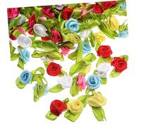 ORFOFE 200Pièces Roses Ruban Multicolores Fleurs de Tissu Délicates pour DIY Couture Mariages et Artisanat