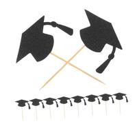 ORFOFE 24 Pièces Décorations Gâteau Remise Diplôme Toppers Chapeaux de Graduation pour Cupcakes Fête de Fin Études Fournitures de Célébration Noir
