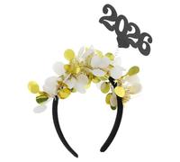 ORFOFE 2pièces Accessoires de Fête pour Nouvel An Serre-tête à Paillettes et Pompon Doré Bandeau pour Mariages et Occasions Spéciales