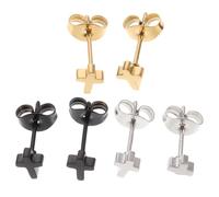 ORFOFE 3 Paires Boucles Oreilles Croix Titane Antirayures Minimalistes pour Hommes et Femmes Clous Oreille Cartilage Hip Hop Légers et Hypoallergéniques Bijoux Esthétiques Multifonctions