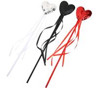 ORFOFE 3 pièces Baguettes Magiques Cœur Pailleté pour Filles Baguettes Féériques Rouges et Argentées Accessoires pour Fêtes Anniversaire Cosplay et Déguisements Princesses