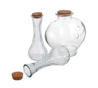 ORFOFE 3 pièces Bouteilles Verre avec Bouchons Liège pour Cérémonie de Sable Contenants de Souhaits Verre Vases Cœur Vides pour Mariage et Souvenirs de