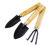 ORFOFE 3 pièces Lot Mini Outils de Jardinage Pelle Râteau Manche pour Plantation et Transplantation Extérieur