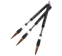 ORFOFE 3 Pièces Pinceaux à Eau pour Calligraphie Chinoise Brosse à Piston Remplissable Pinceaux Traditionnels Moyens Petits et Grands pour Peinture Aquarelle et Pratique Écriture