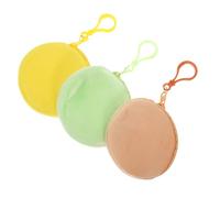 ORFOFE 3 pièces Porte-Monnaie Rond Peluche avec Fermeture Éclair Sacoche Compacte pour Clés et Écouteurs Mini Porte-clés Mignon pour Garçon Fille Couleurs Pastel Vert Jaune Marron