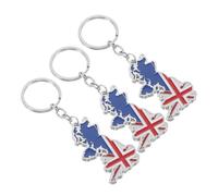 ORFOFE 3 Pièces UK Pendant British Flag Keychain Set Solid Metal Key Rings Union Jack Map Charm for Everyday Use and Fans