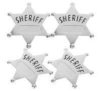 ORFOFE 4 pièces Badge Shérif Alliage de Zinc Épingle Étoile Costume Western Accessoires Déguisement Cowboy Fête Halloween Décoration Rôle et Cosplay