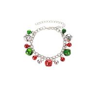 ORFOFE 4 Pièces Bijoux Femme Bracelet Alliage avec Clochettes Créatives Collier Bracelet et Boucles Oreilles Pendantes Rouge et Verte pour Fêtes