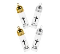 ORFOFE 4 Pièces Bouteille d'eau Bénite en Verre, Croix | Fermeture Étanche, Mémoire Spirituelle Préservée, Usage Maison et Cérémonies Religieuses, Présent Religieux