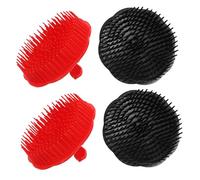 ORFOFE 4 pièces Brosse de Massage Du Chevelu Brosse Ronde Plastique Souple pour Exfoliation et Démêlage des Cheveux Adaptée à Types de Cheveux Usage Sec ou Mouillé Compacte et